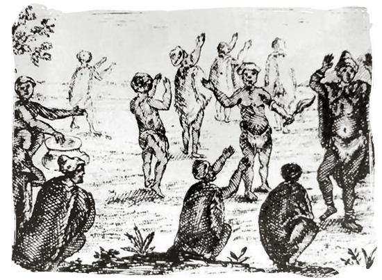 An 18th century drawing of Khoikhoi worshipping the moon - The Khoisan People, Blend of the Khoi and San people in South Africa