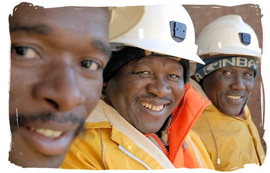 Mine workers at Harmony goldmine at Virginia in the Free State province - languages of south africa, south african language