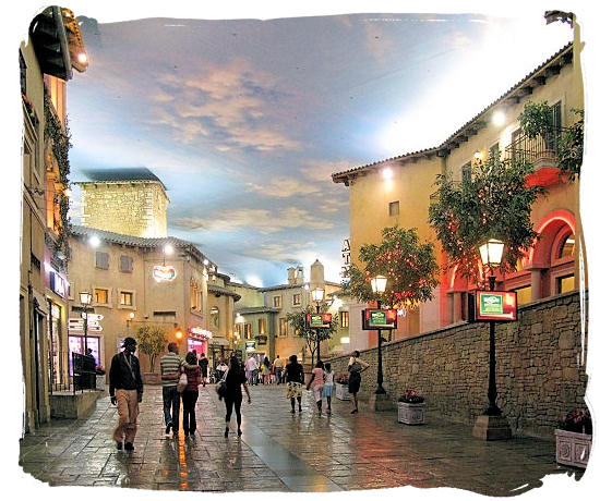 Inside the Montecasino leisure and entertainment center, with the ambiance of old historic Tuscan village in Italy - City of Johannesburg South Africa Attractions, the Top 15
