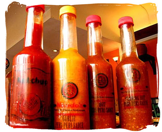 Variety of Peri-Peri sauces - Portuguese food cuisine in South Africa