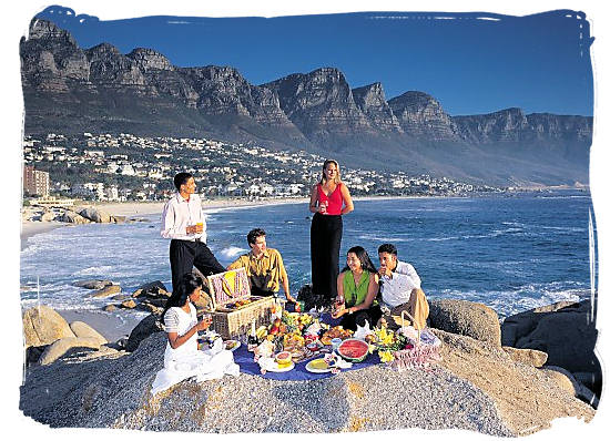 Picnic on the rocks at Camps bay, Cape Town - languages of south africa, south african language