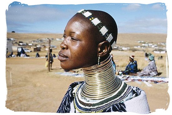 Portrait of a Ndebele woman in full cultural regalia - The Ndebele Tribe, Ndebele People, Culture and Language