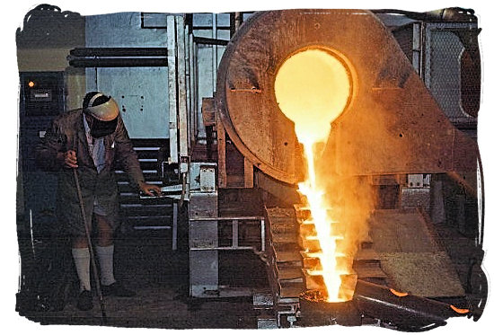 Gold being poured in a South African gold mine - City of Johannesburg South Africa History, Culture, Museums