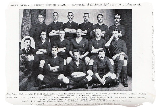 This was the first South African team to beat a British team. The match was between the South Africans and the second British team played at Newlands in the Cape in 1896. South Africa won by 5 points to nil - Rugby in South Africa and the South Africa rugby team