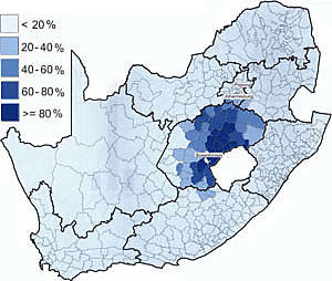 Area of the country where the Sesotho language is dominant - languages of south africa, south african language