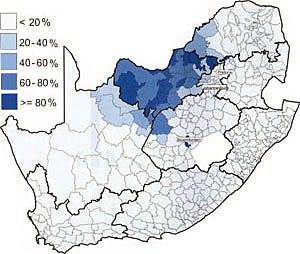 Area of the country where the Setswana language is dominant - languages of south africa, south african language
