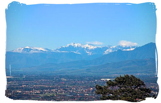 Snow on the Hottentots Holland mountain range near Cape Town - Cape Town weather climate, South Africa weather facts