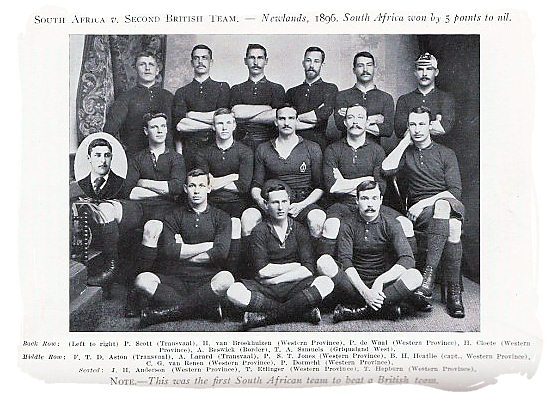 This was the first South African team to beat a British team. The match was between the South Africans and the second British team played at Newlands in the Cape in 1896. South Africa won by 5 points to nil - South African Rugby, South Africa Rugby Team, Early Days