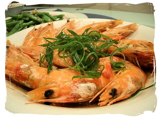 Delicious prawns - seafood cuisine in South Africa.