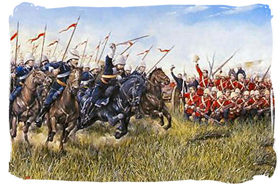 The 17th lancers on the charge in the battle of Ulundi - The Anglo Zulu war, more about Zulu people and Zulu history