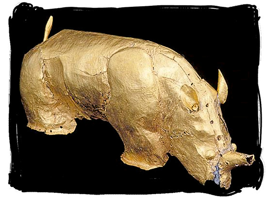 The famous Golden Rhinoceros, artefact of an ancient civilisation - Mapungubwe National Park, cultural landscape, region, ruins