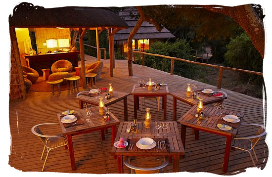 The restaurant deck at the Thonga Beach Lodge - Heritage Sites in South Africa, Nature Reserves of South Africa