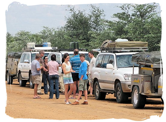 Small group of families on a self-drive safari to Khutse Game Reserve in Botswana.