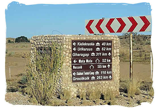 Signboard near Twee Rivieren - Kgalagadi Transfrontier National Park in the Kalahari, Kgalagadi Photos