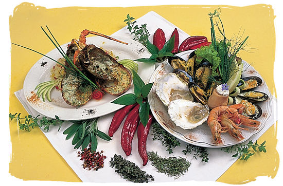 Unique variety of shellfish seafood in South Africa - seafood cuisine in South Africa