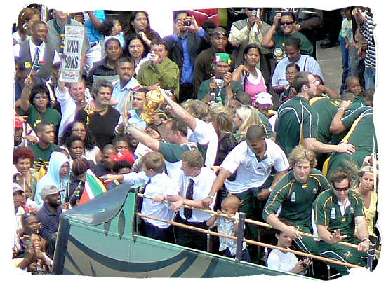 Homing coming of the victorious Springbok rugby team after wining the rugby world championship in 2008 in Paris - South Africa Rugby, Tri Nations Rugby and Super 14 Rugby