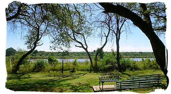 View across the Sabie river from the cottages at the camp - Lower Sabie Rest Camp in the Kruger National Park, South Africa