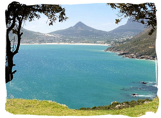 View across Hout Bay with the town of Hout Bay in the distance taken from Chapman's Peak drive - Cape Town Sightseeing Highlights of the Cape Peninsula South Africa