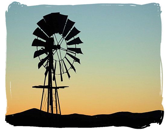 Windmill in the semi-desert Tankwa Karoo landscape - Tankwa Karoo National Park, National Parks in South Africa